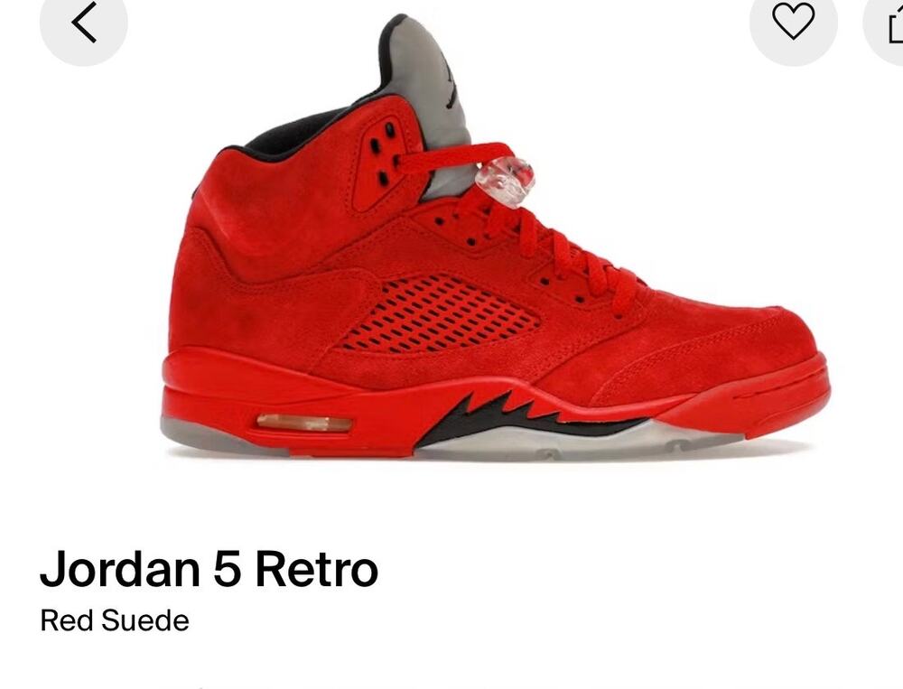 Nike Air Jordan 5 Toro Red Suede, size 9